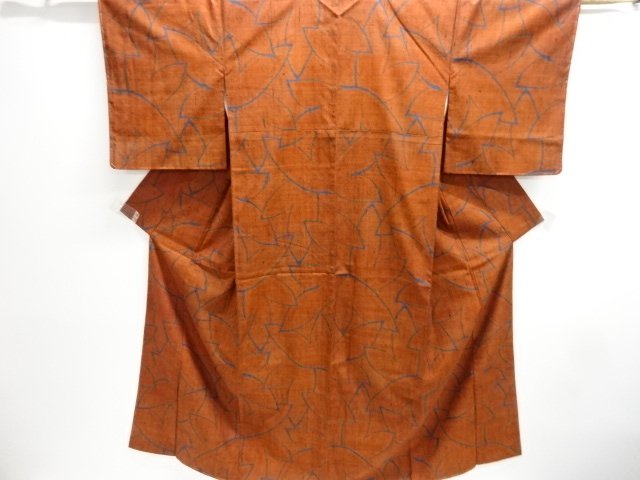 JAPANESE KIMONO / TSUMUGI / UNUSED / WOVEN LEAVES